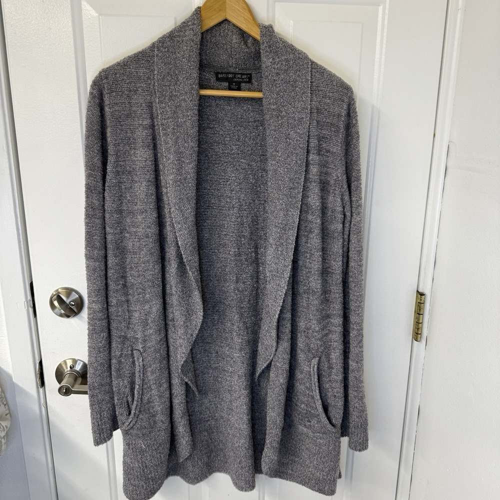 BAREFOOT‎ DREAMS CozyChic Lite Soft Light Gray Circle Shawl Cardigan Medium